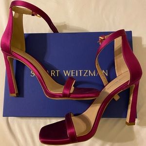 STUART WEITZMAN 10SQUARED Nudist Sandal Satin